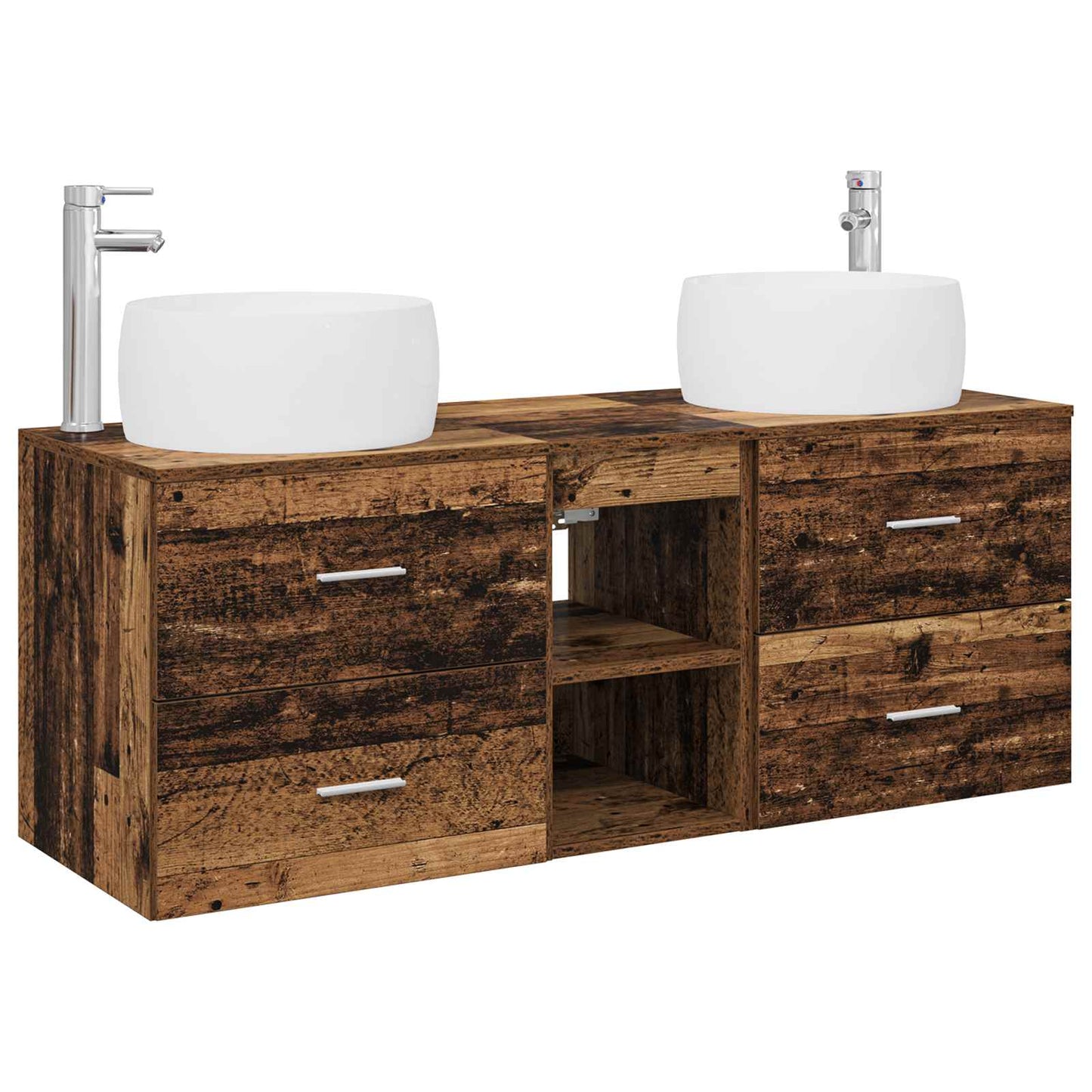 Baderomsinnredningssett 3 stk. Gammelt tre 49,5 x 44,5 x 66 cm