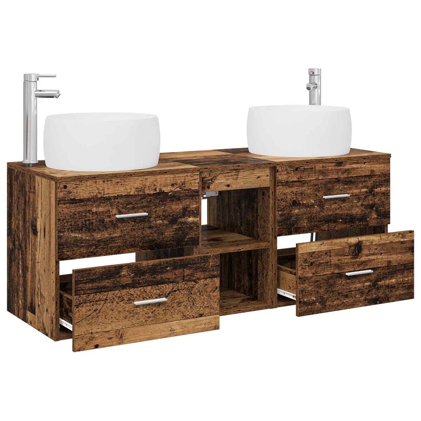 Baderomsinnredningssett 3 stk. Gammelt tre 49,5 x 44,5 x 66 cm