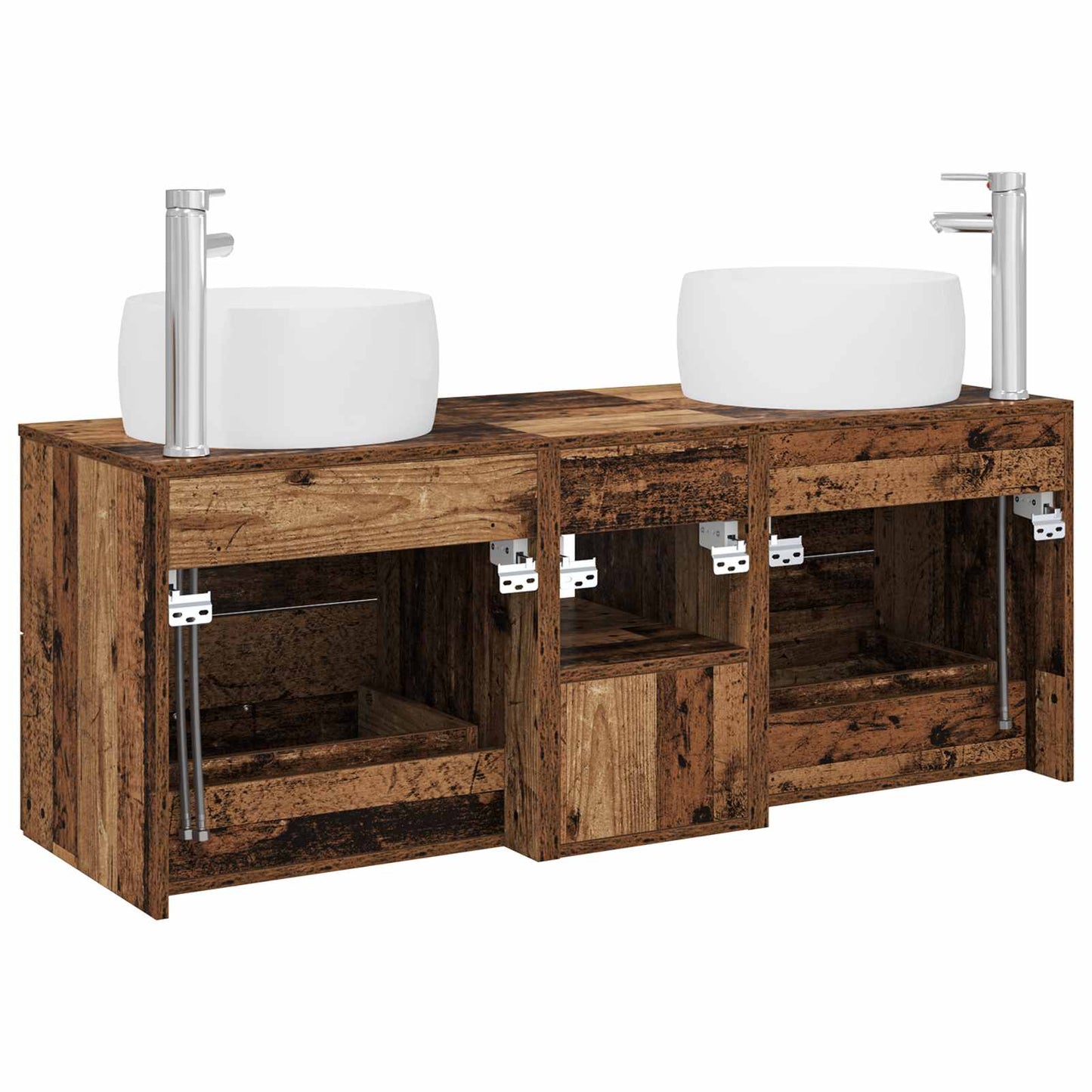 Baderomsinnredningssett 3 stk. Gammelt tre 49,5 x 44,5 x 66 cm