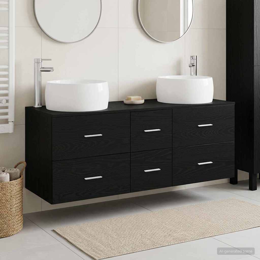 Baderomsinnredningssett 3 stk. Svart 49,5 x 44,5 x 66 cm