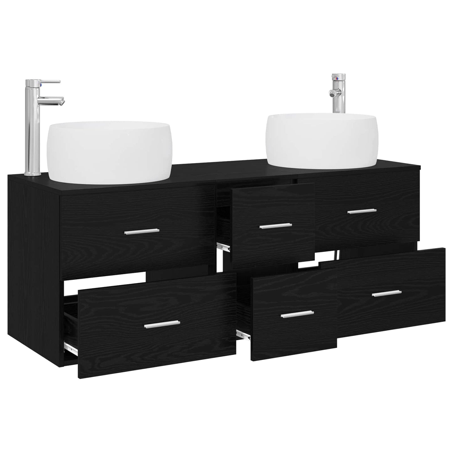 Baderomsinnredningssett 3 stk. Svart 49,5 x 44,5 x 66 cm