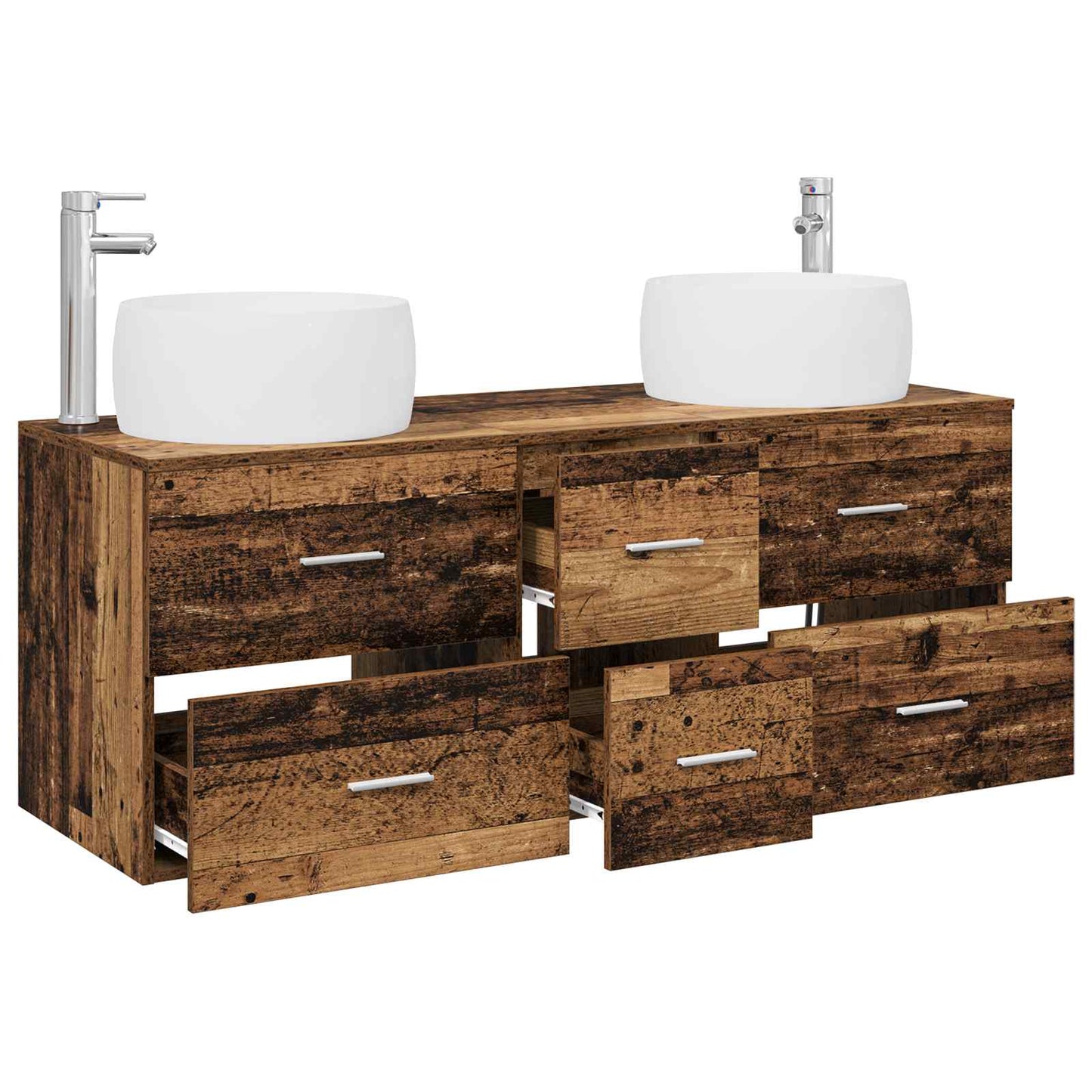 Baderomsinnredningssett 3 stk. Gammelt tre 49,5 x 44,5 x 66 cm
