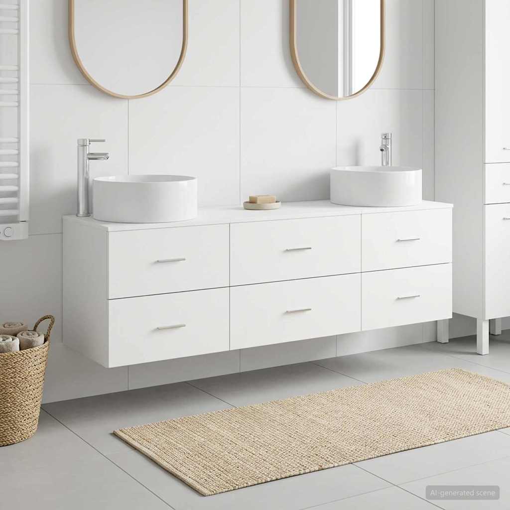 Baderomsinnredningssett 3 stk. Hvit 49,5 x 44,5 x 65,5 cm