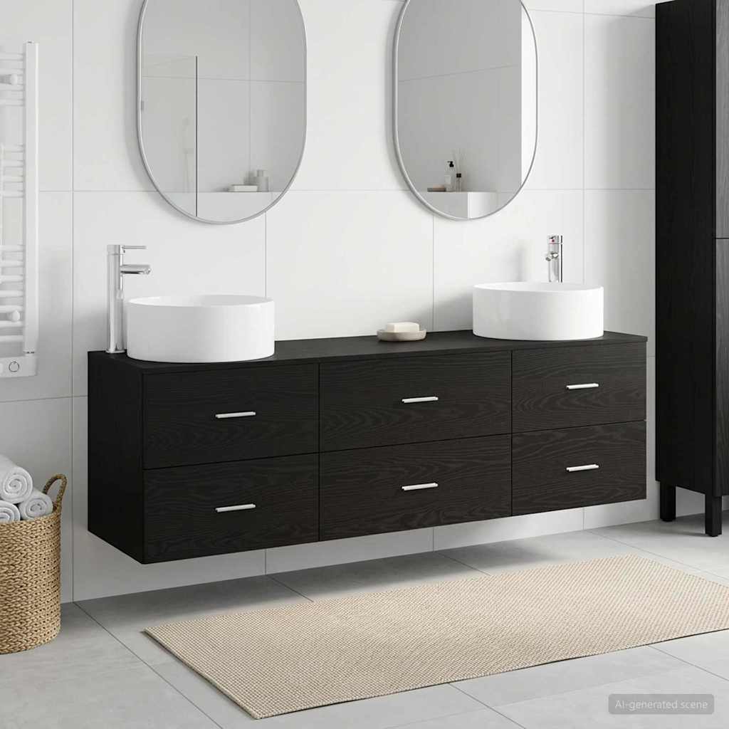 Baderomsinnredningssett 3 stk. Svart 49,5 x 44,5 x 65,5 cm