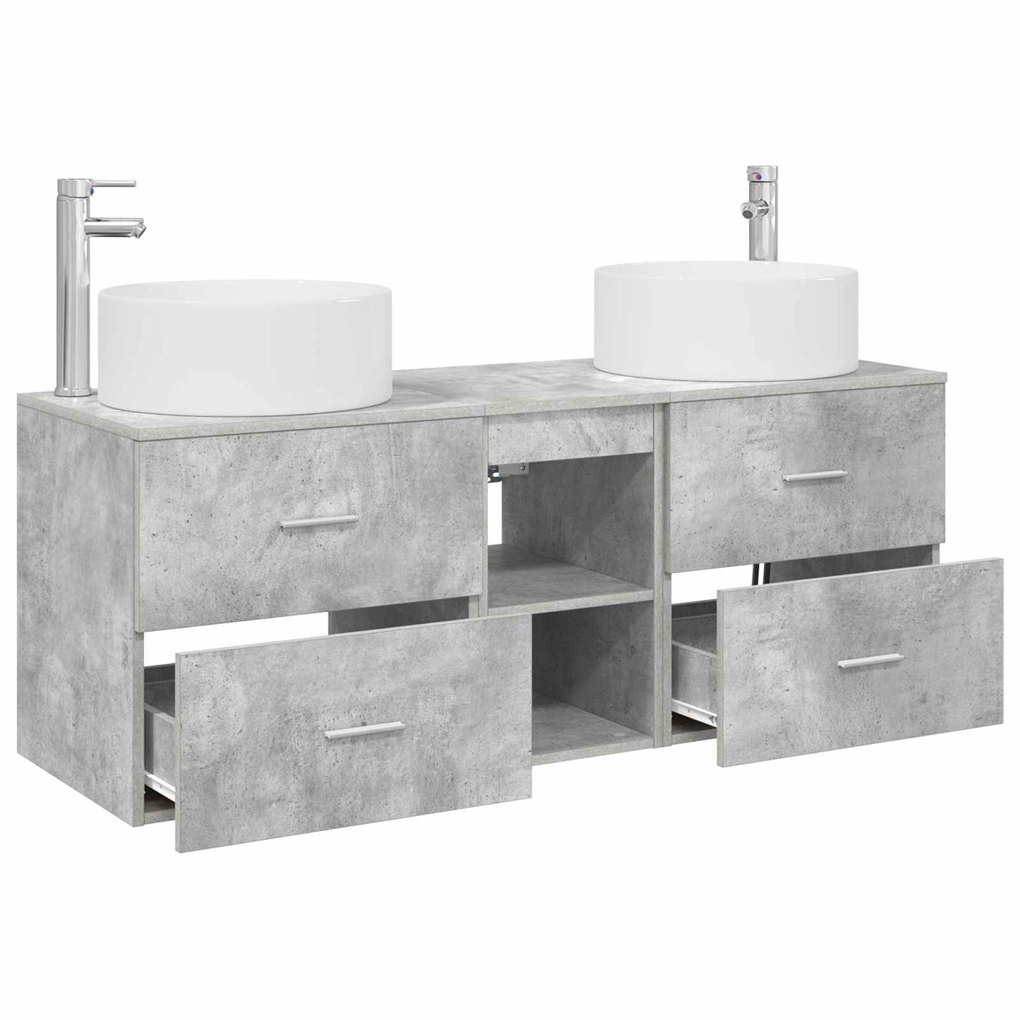 Baderomsinnredningssett 3 stk. Betonggrå 49,5 x 44,5 x 65,5 cm