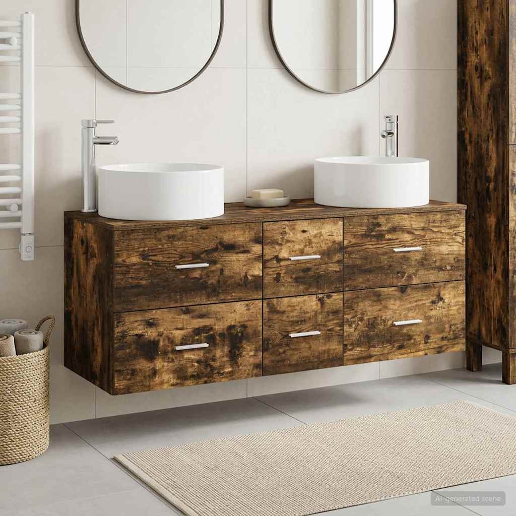 Baderomsinnredningssett 3 stk. Røkt Eik 49,5 x 44,5 x 65,5 cm