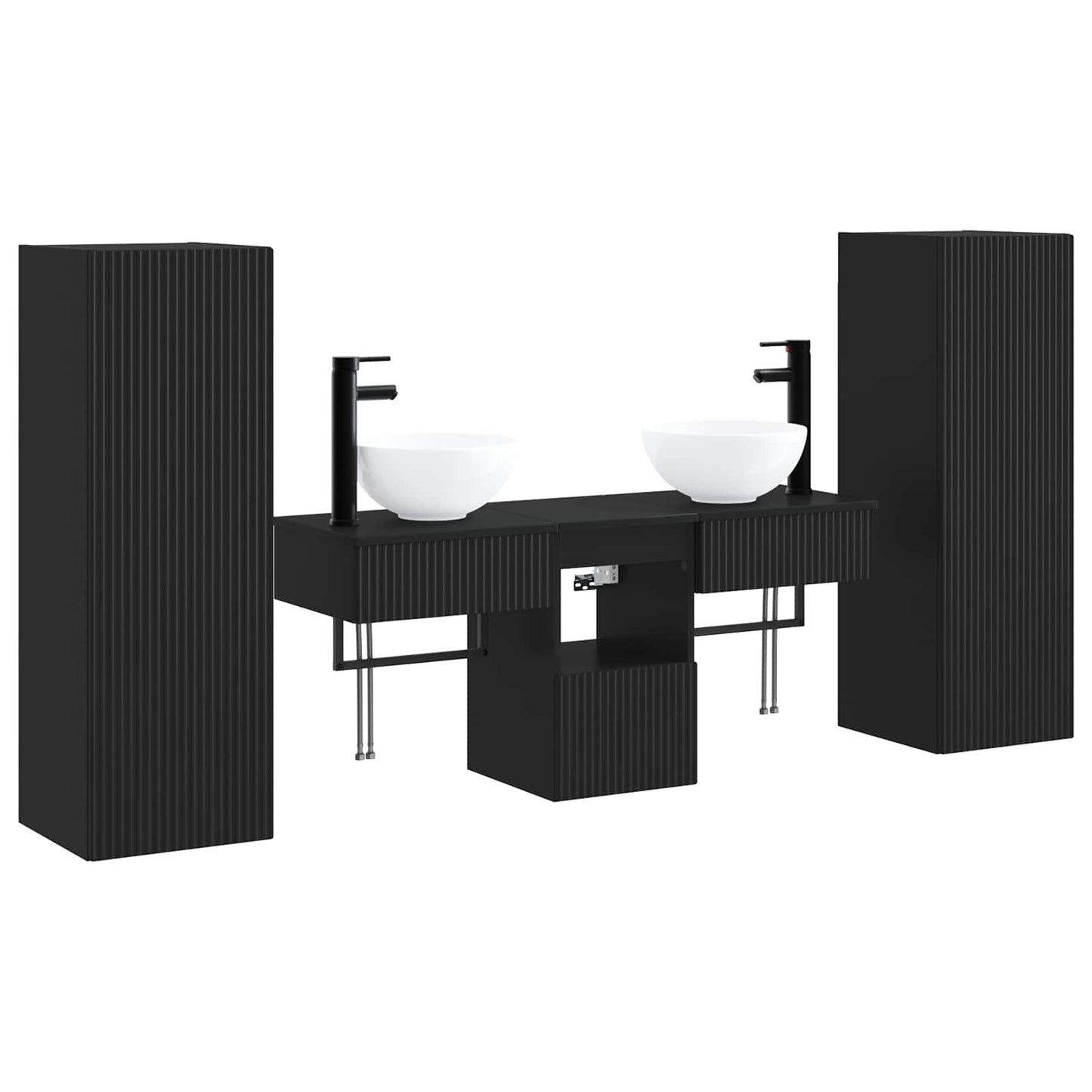 Baderomsinnredningssett 5 stk. Svart 33 x 34,5 x 100 cm