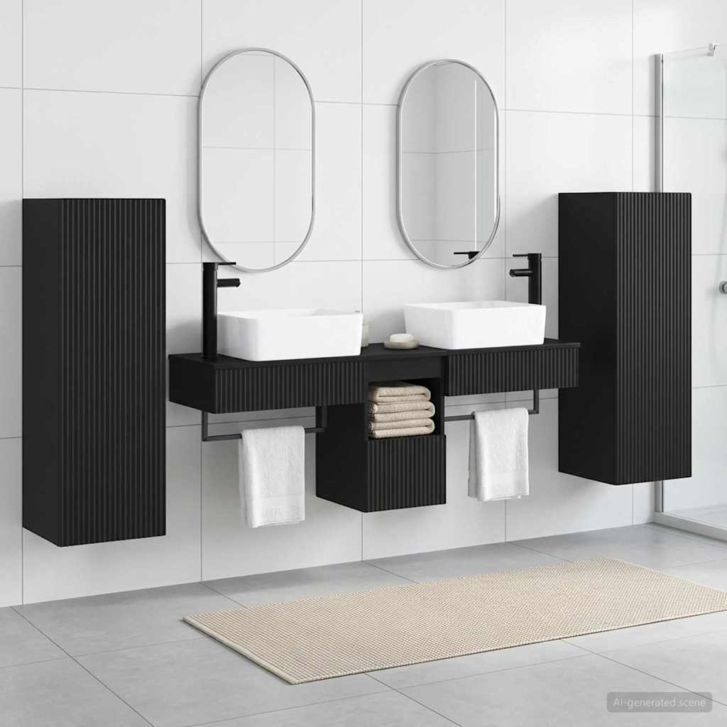 Baderomsinnredningssett 5 stk. Svart 33 x 34,5 x 100 cm