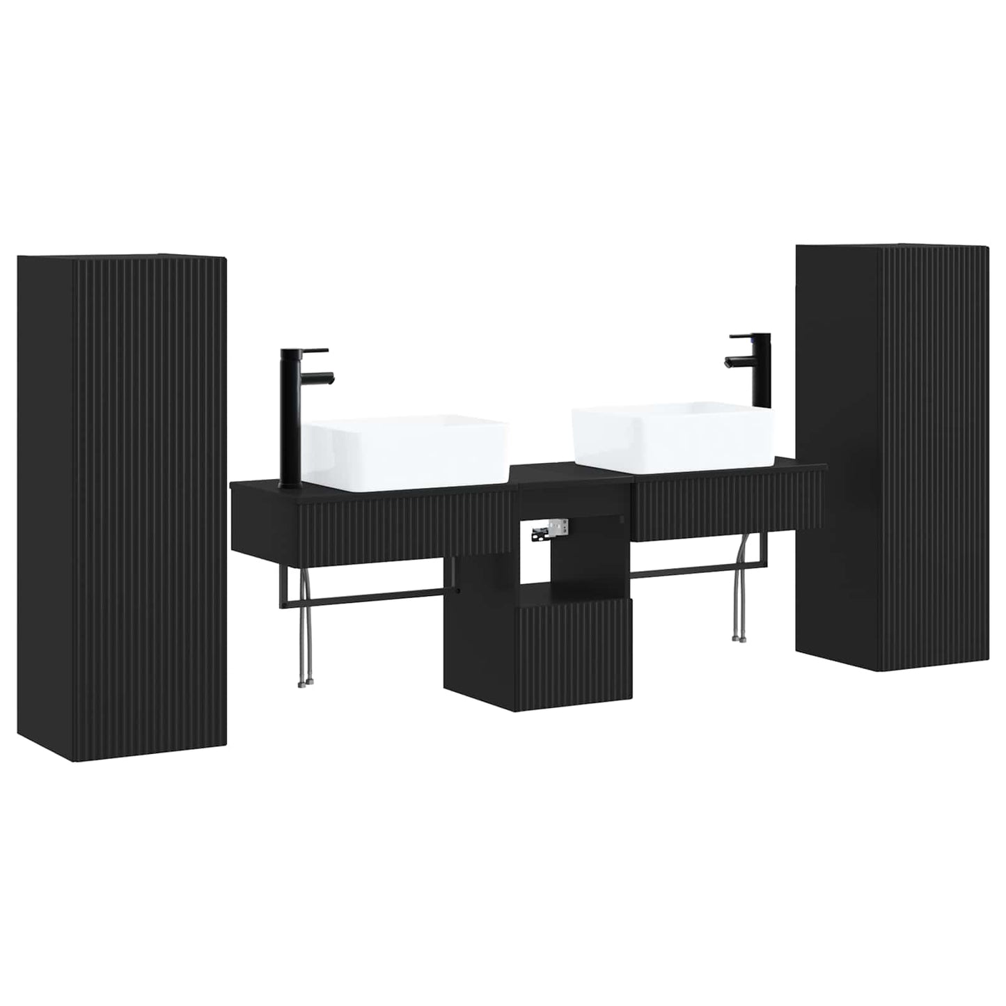 Baderomsinnredningssett 5 stk. Svart 33 x 34,5 x 100 cm