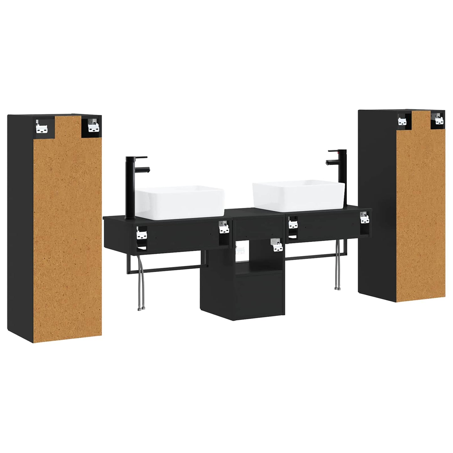 Baderomsinnredningssett 5 stk. Svart 33 x 34,5 x 100 cm