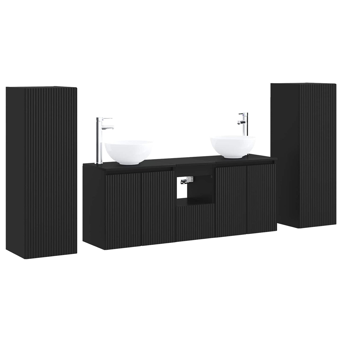 Baderomsinnredningssett 5 stk. Svart 33 x 34,5 x 100 cm