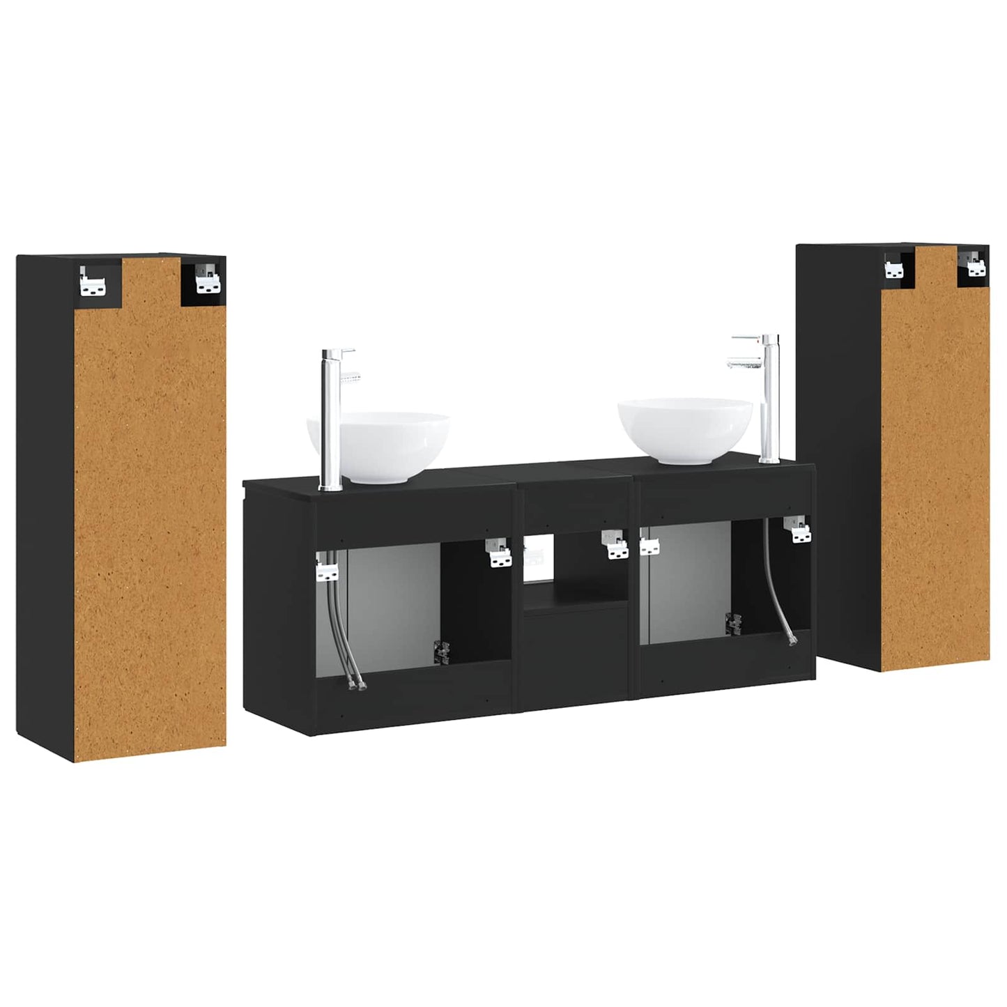 Baderomsinnredningssett 5 stk. Svart 33 x 34,5 x 100 cm