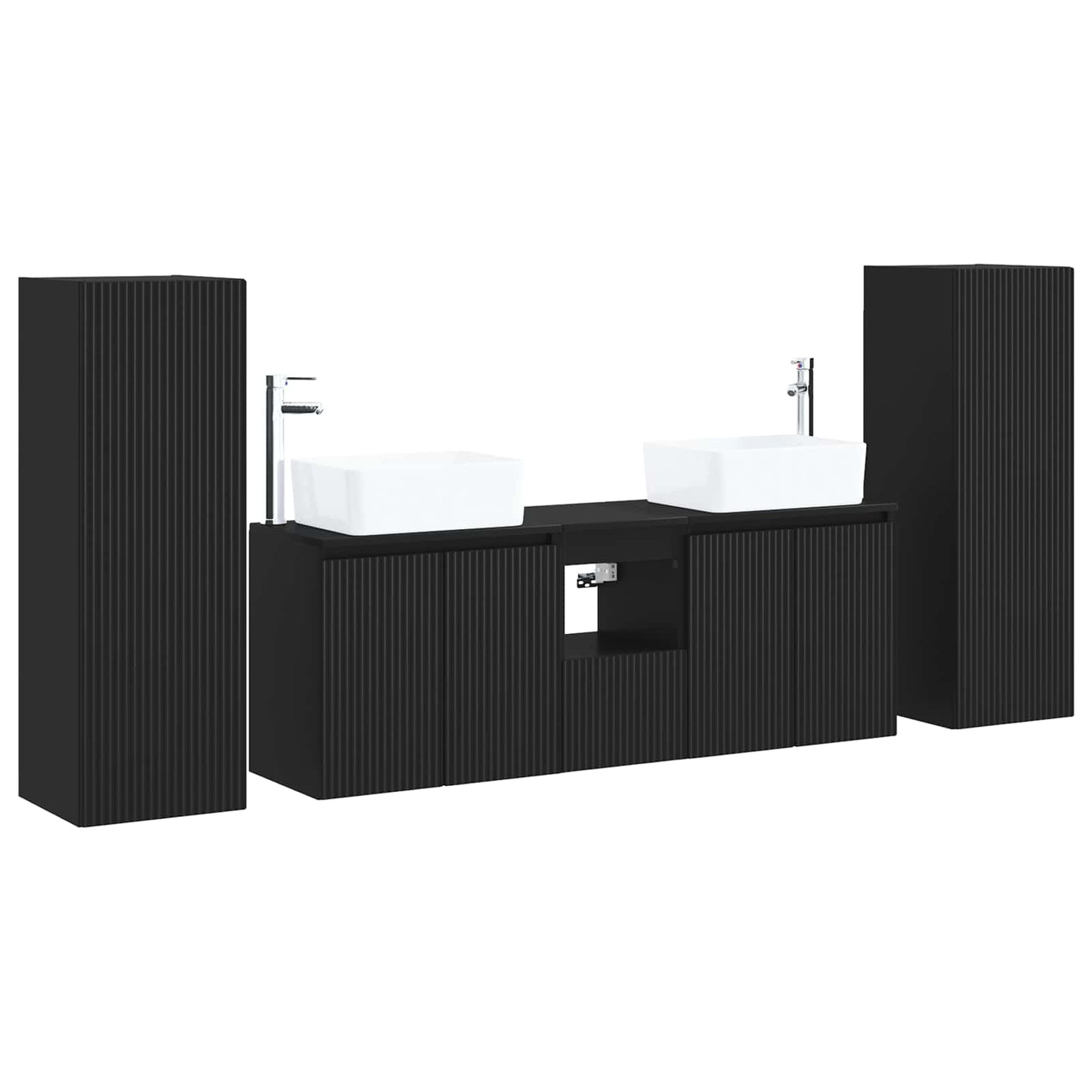 Baderomsinnredningssett 5 stk. Svart 33 x 34,5 x 100 cm