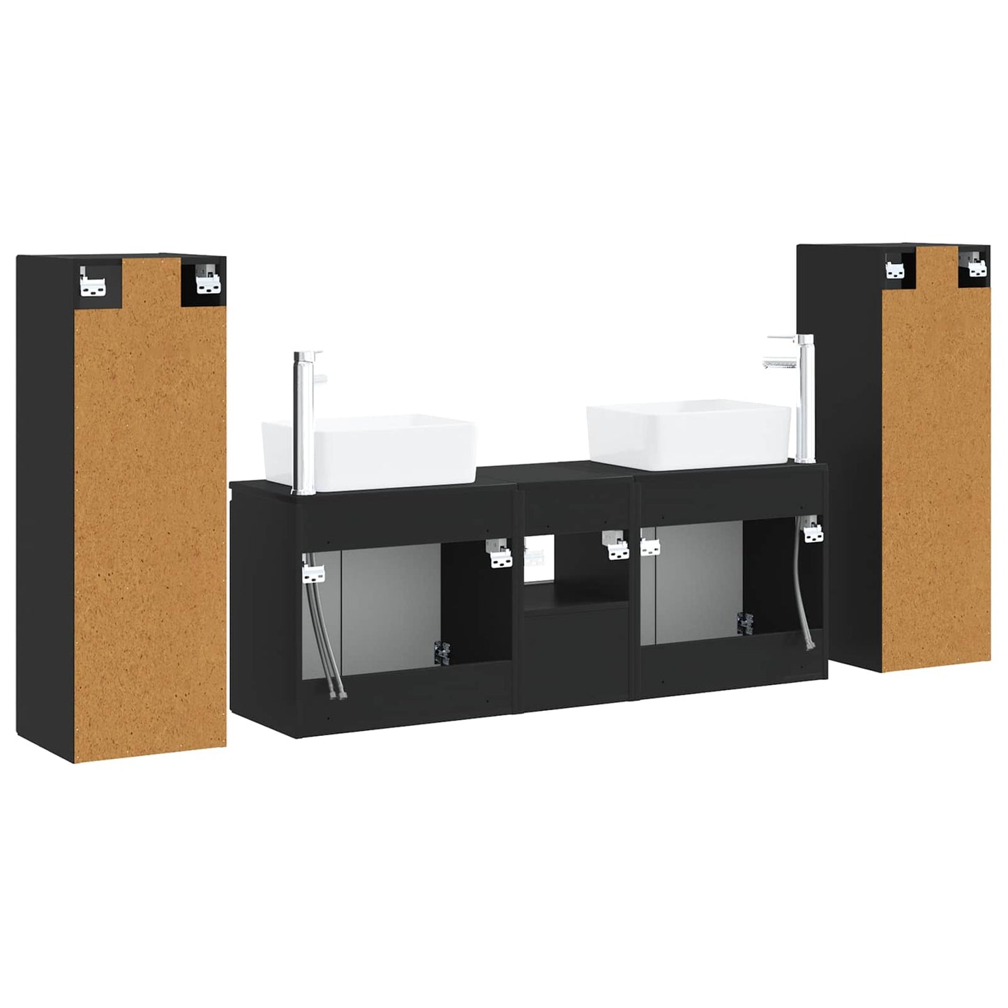 Baderomsinnredningssett 5 stk. Svart 33 x 34,5 x 100 cm