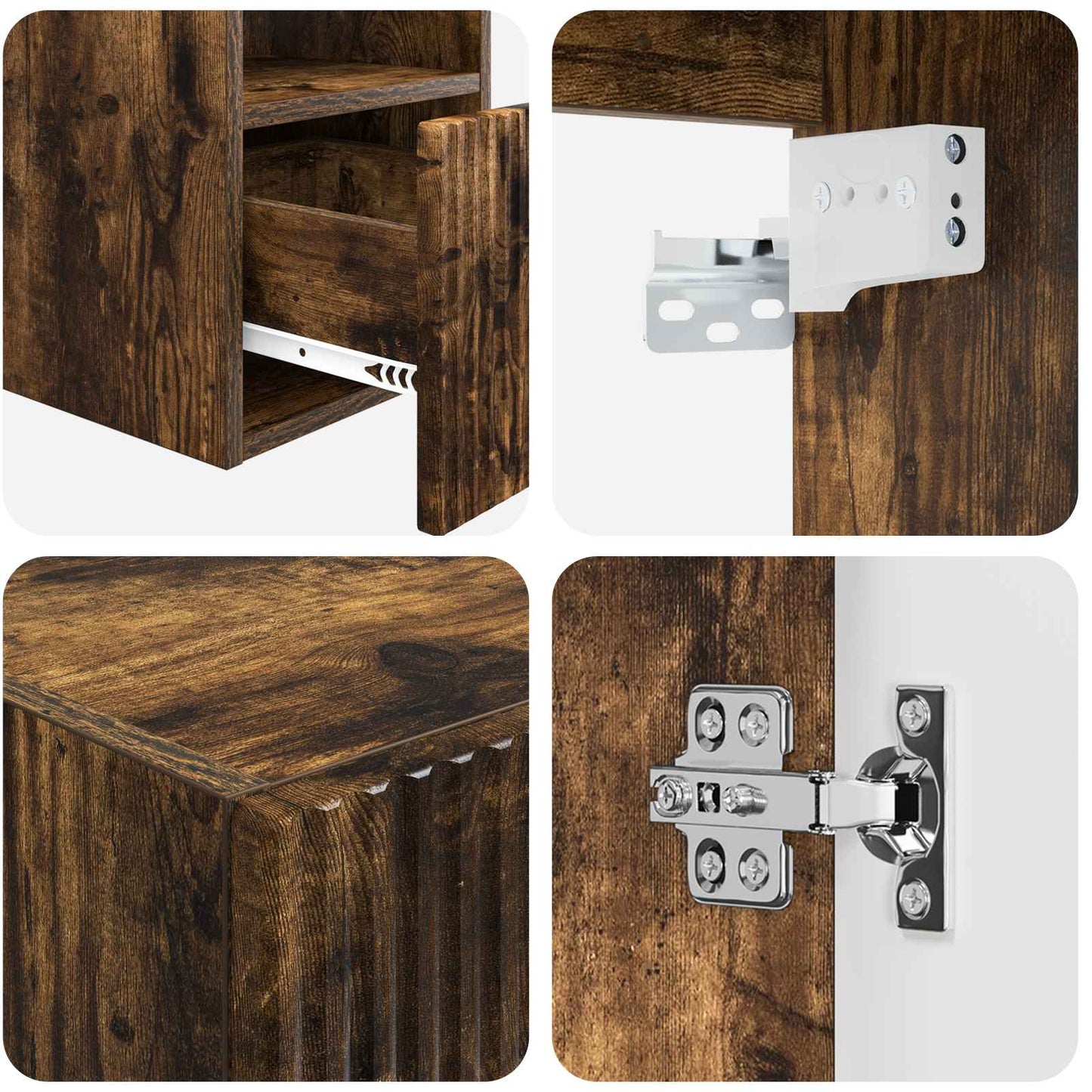 Baderomsinnredningssett 5 stk. Røkt Eik 33 x 34,5 x 100 cm