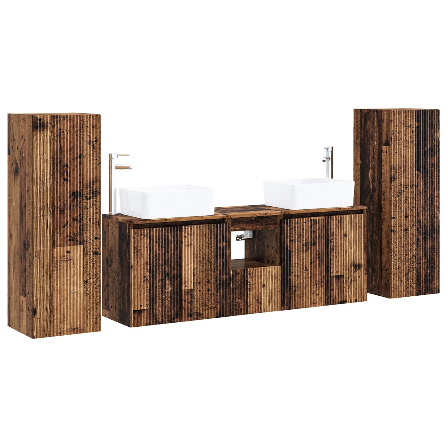 Baderomsinnredningssett 5 stk. Gammelt tre 33 x 34,5 x 100 cm