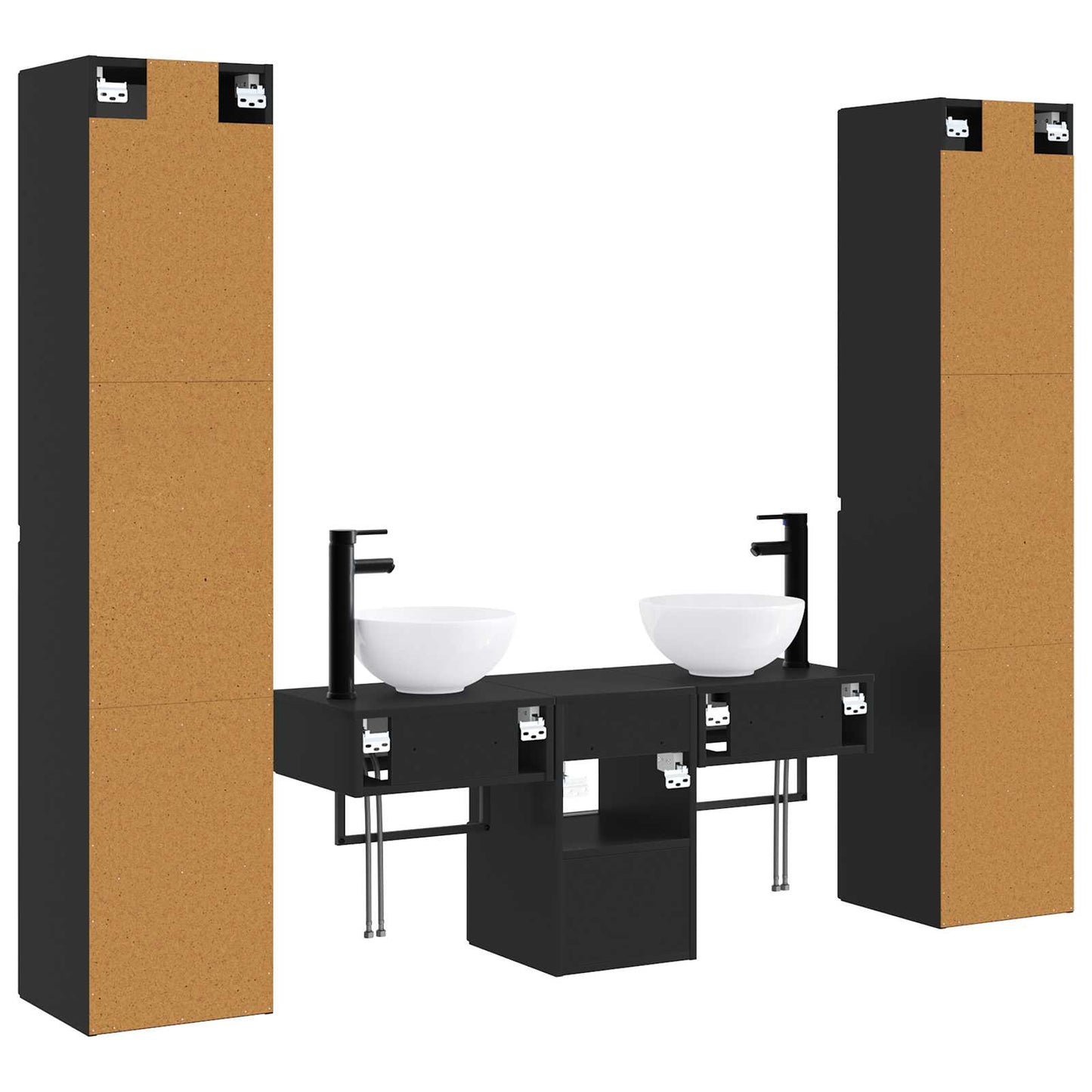 Baderomsinnredningssett 5 stk. Svart 33 x 34,5 x 160 cm
