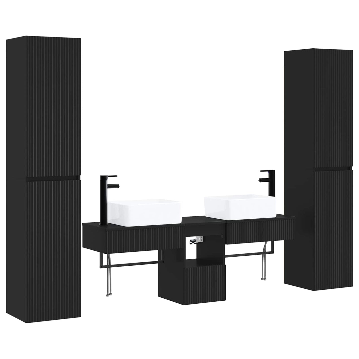 Baderomsinnredningssett 5 stk. Svart 33 x 34,5 x 160 cm
