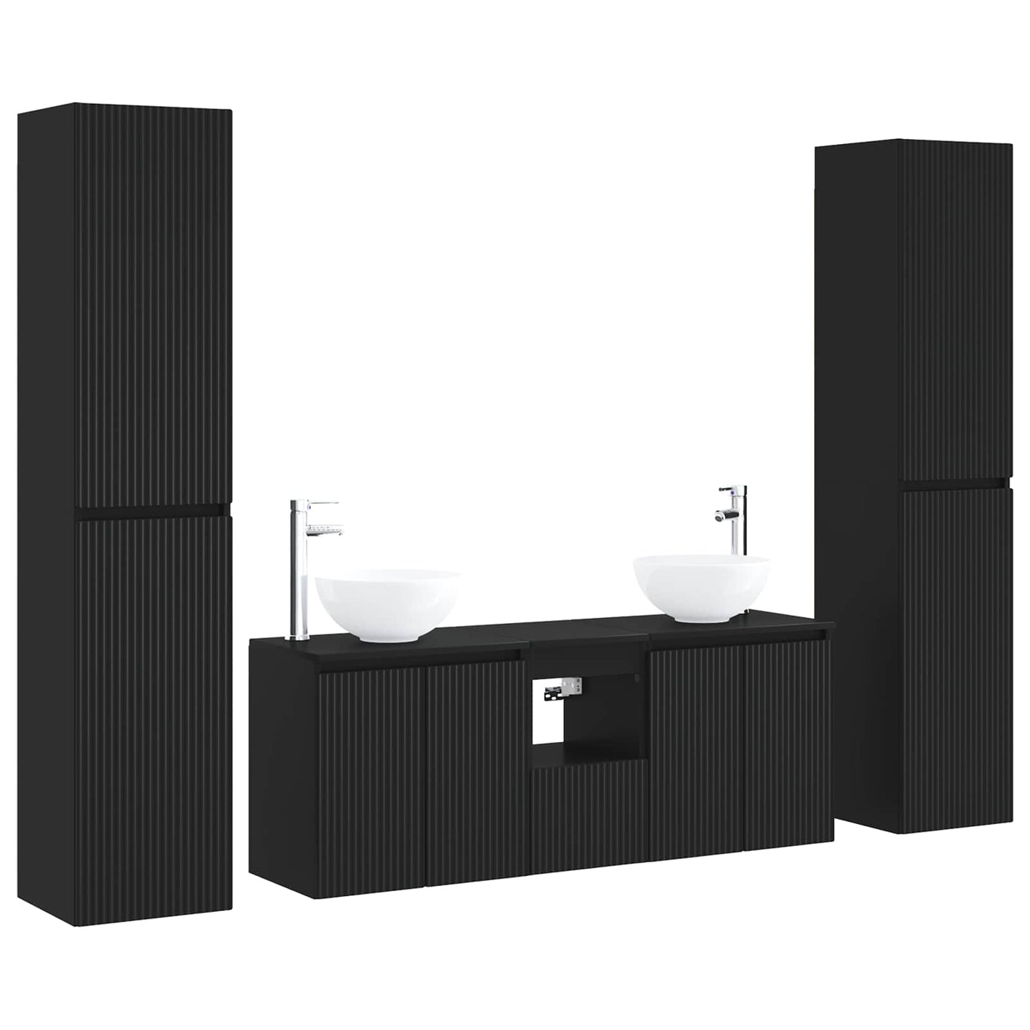 Baderomsinnredningssett 5 stk. Svart 33 x 34,5 x 160 cm