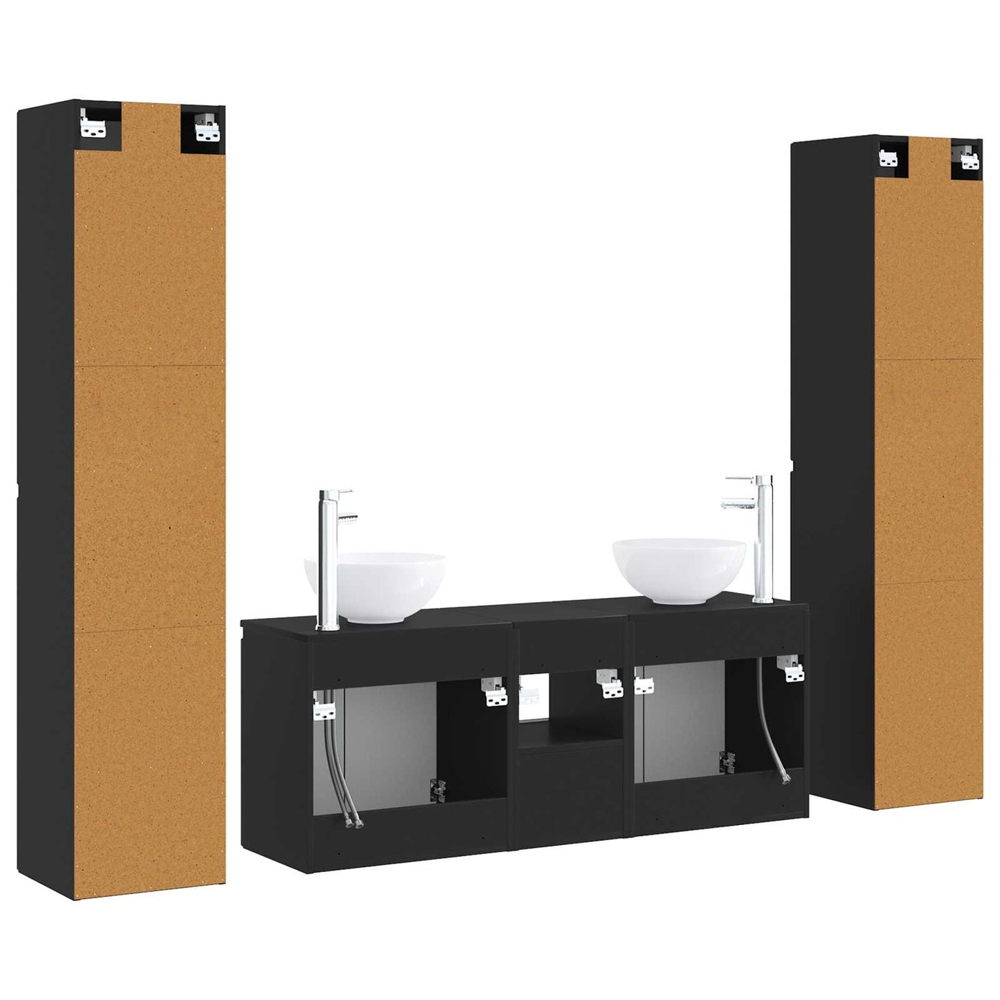 Baderomsinnredningssett 5 stk. Svart 33 x 34,5 x 160 cm