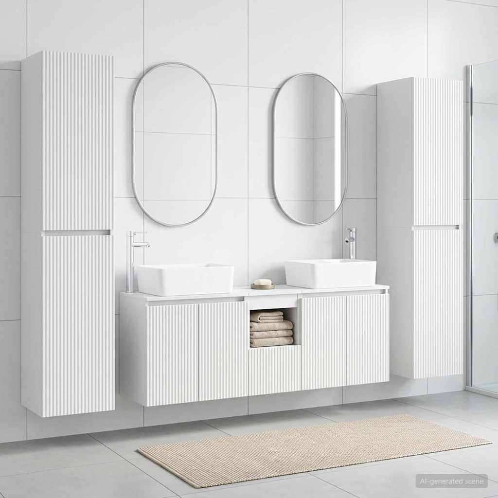 Baderomsinnredningssett 5 stk. Hvit 33 x 34,5 x 160 cm