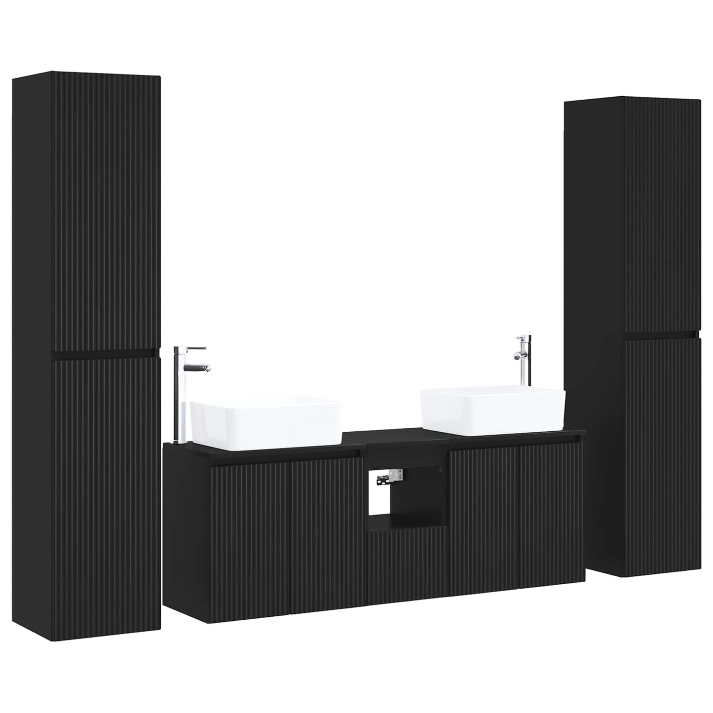Baderomsinnredningssett 5 stk. Svart 33 x 34,5 x 160 cm