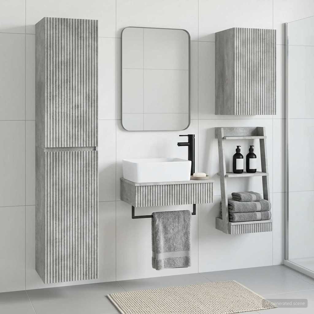 Baderomsinnredningssett 3 stk. Betonggrå 33 x 34,5 x 160 cm