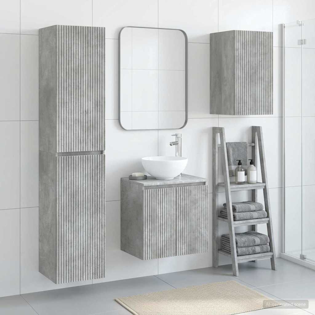 Baderomsinnredningssett 3 stk. Betonggrå 33 x 34,5 x 160 cm