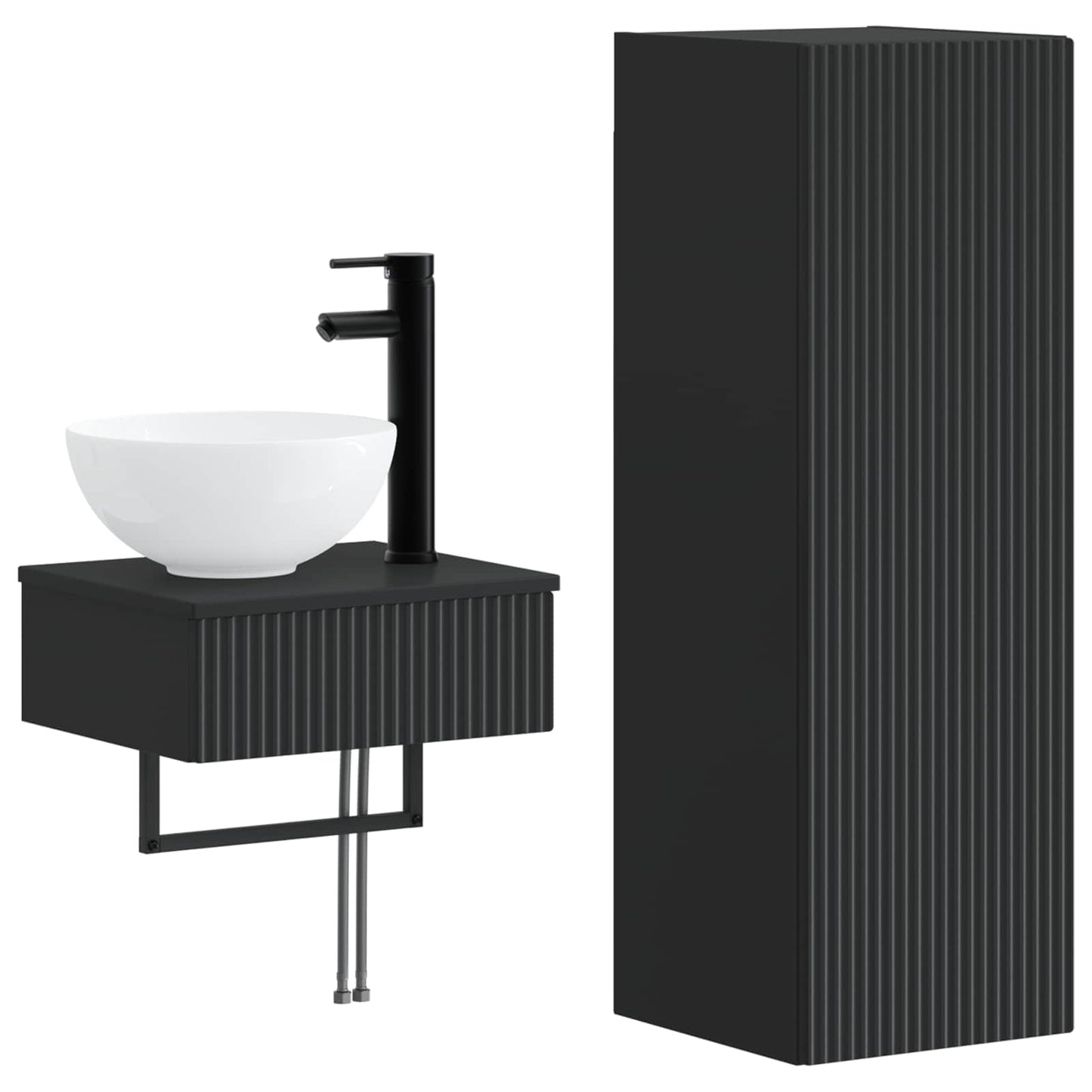 Baderomsinnredningssett 2 stk. Svart 33 x 34,5 x 100 cm