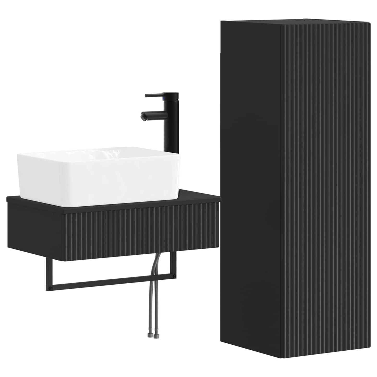 Baderomsinnredningssett 2 stk. Svart 33 x 34,5 x 100 cm