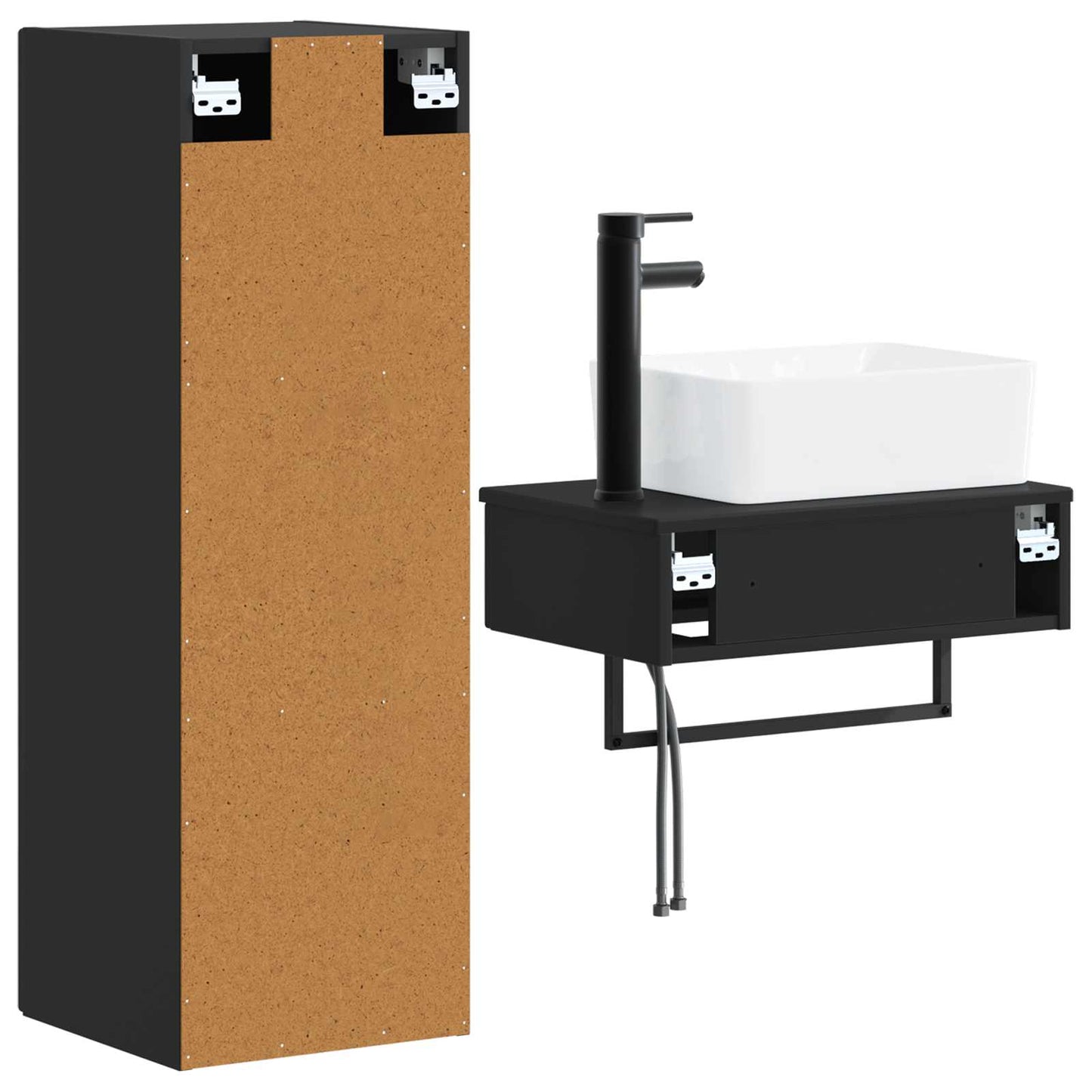Baderomsinnredningssett 2 stk. Svart 33 x 34,5 x 100 cm