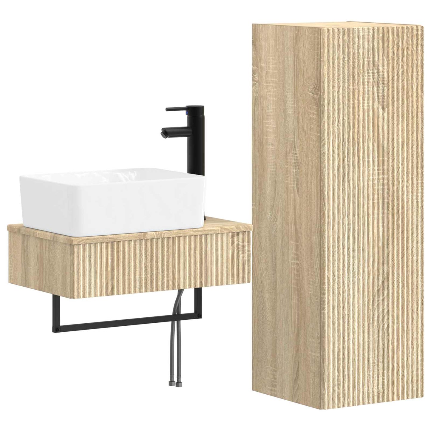 Baderomsinnredningssett 2 stk. Sonoma eik 33 x 34,5 x 100 cm