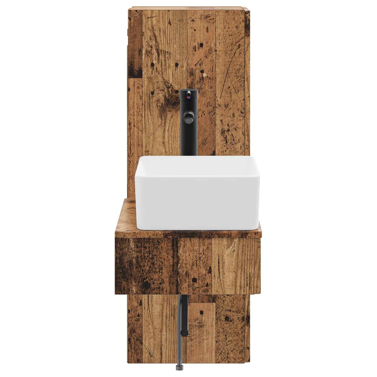 Baderomsinnredningssett 2 stk. Gammelt tre 33 x 34,5 x 100 cm
