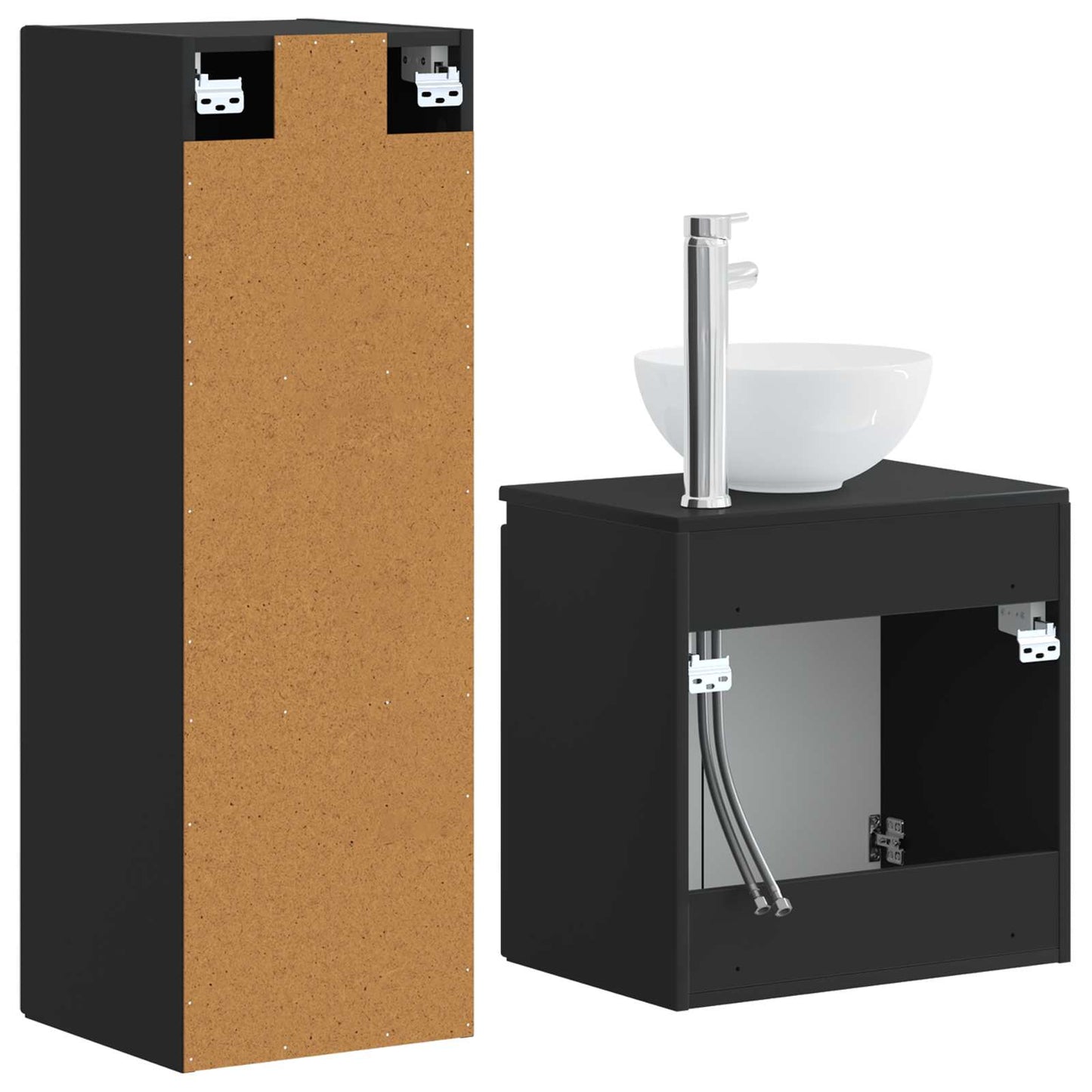 Baderomsinnredningssett 2 stk. Svart 33 x 34,5 x 100 cm