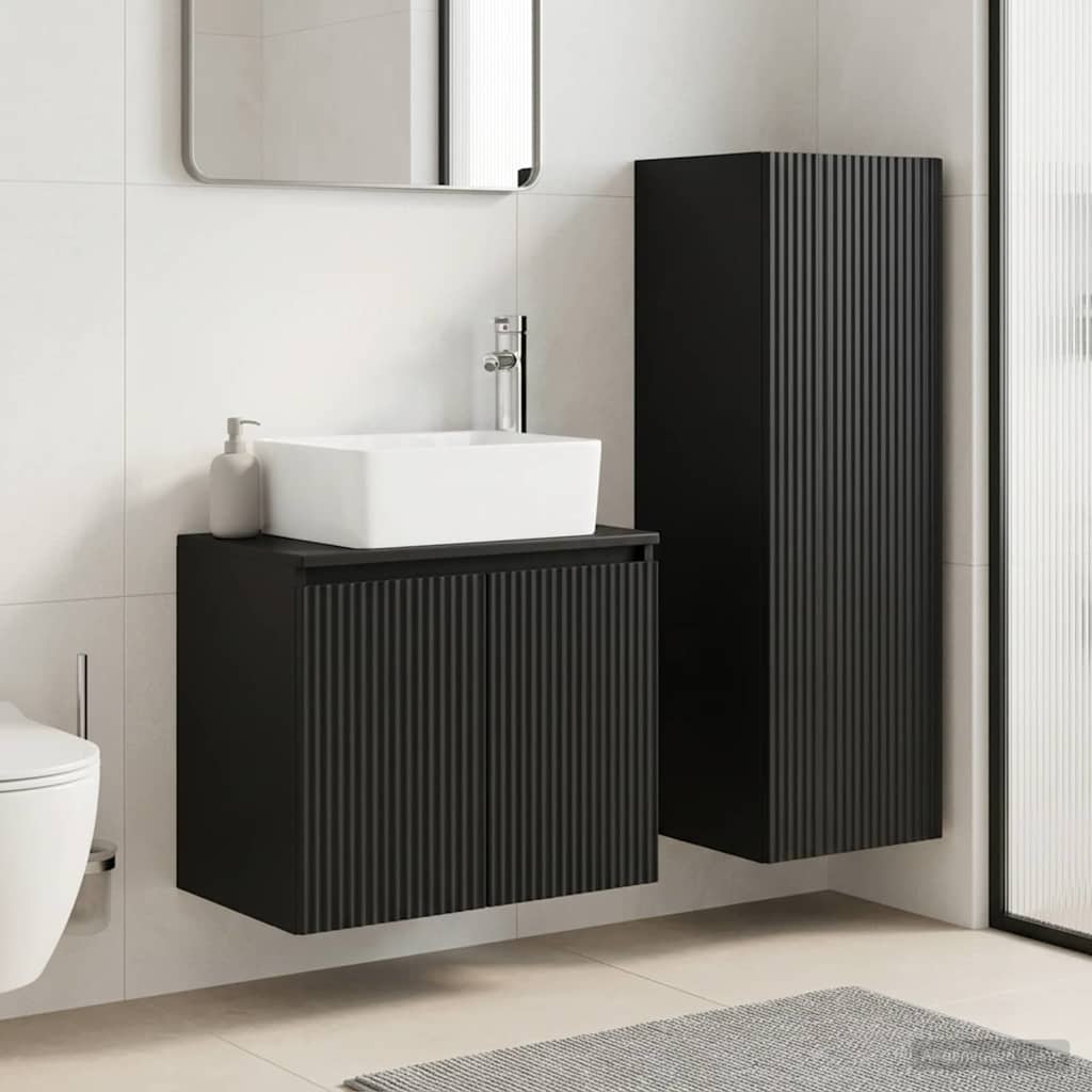 Baderomsinnredningssett 2 stk. Svart 33 x 34,5 x 100 cm