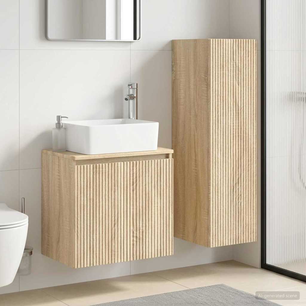 Baderomsinnredningssett 2 stk. Sonoma eik 33 x 34,5 x 100 cm