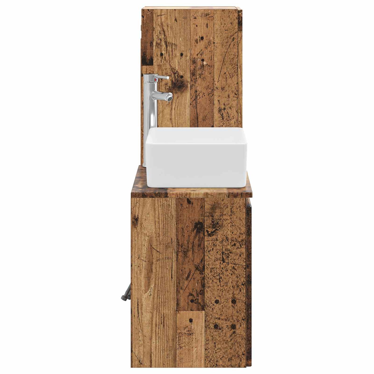 Baderomsinnredningssett 2 stk. Gammelt tre 33 x 34,5 x 100 cm