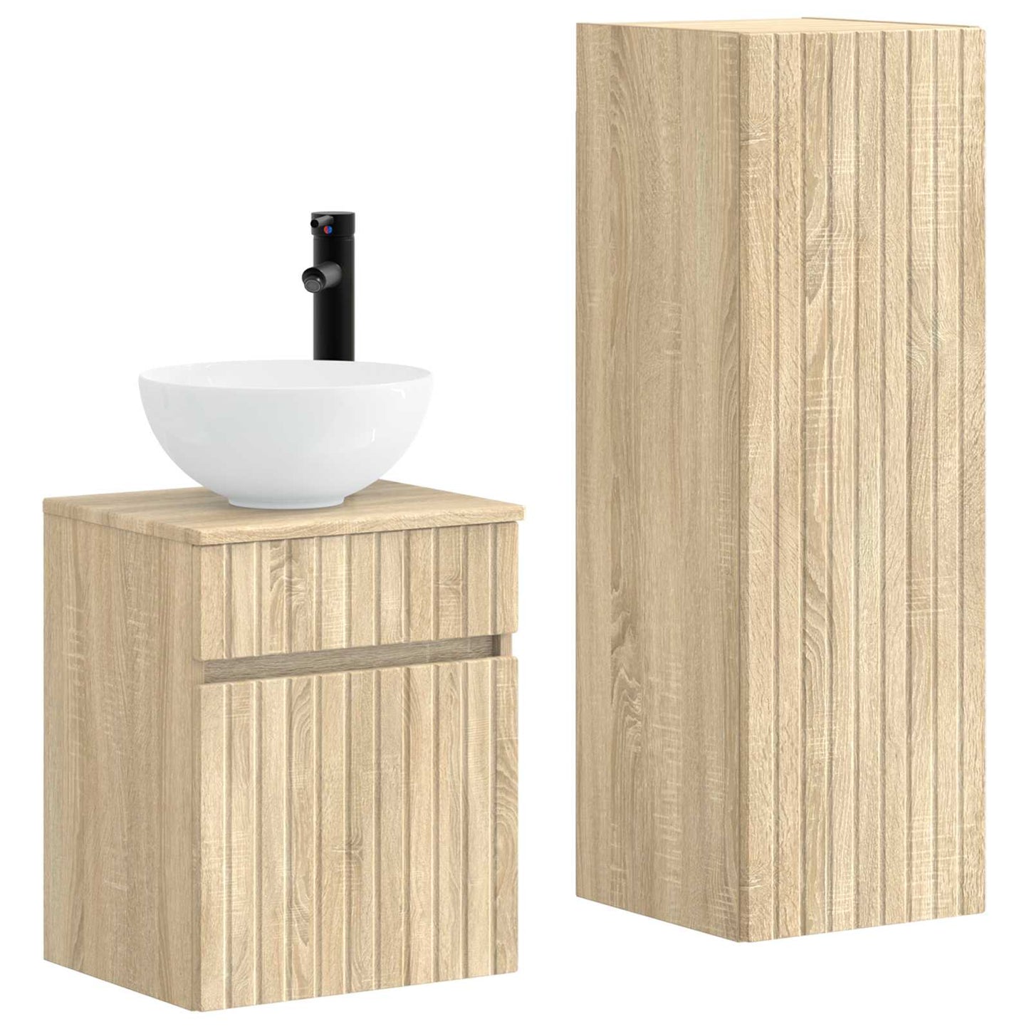 Baderomsinnredningssett 2 stk. Sonoma eik 33 x 34,5 x 100 cm