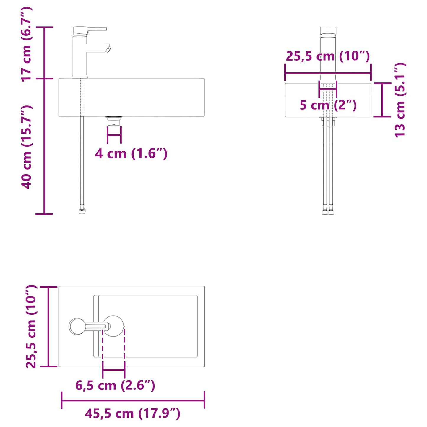 Badeværelses enhet med kran Hvit 45,5 x 22,5 x 84 cm