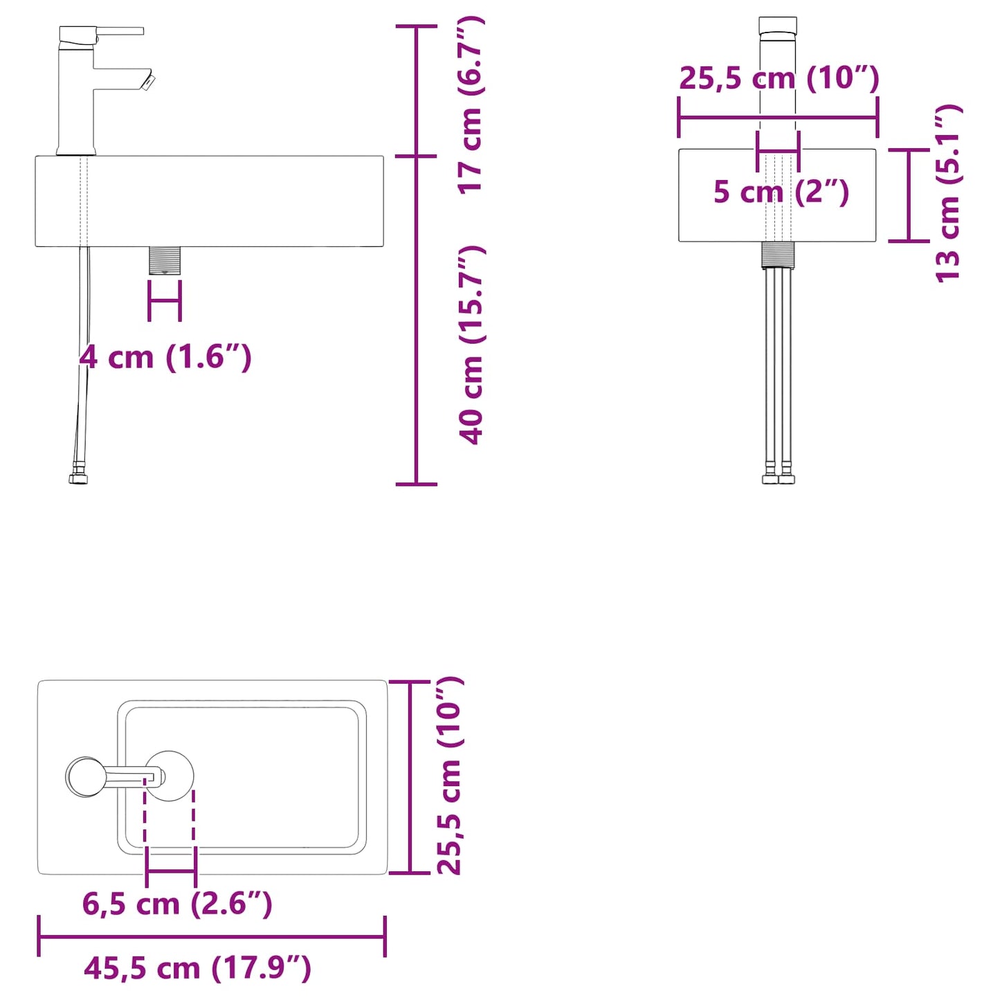 Badeværelses enhet med kran Hvit 45,5 x 22,5 x 84 cm