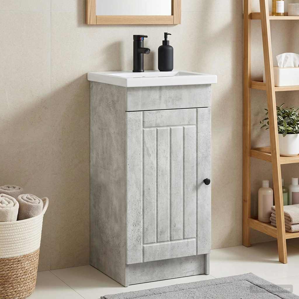 Badmøbel med vask Betonggrå 42 x 40 x 84,5 cm Konstruert tre