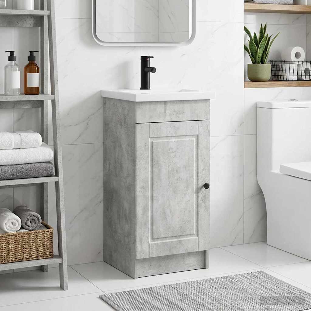 Badmøbel med vask Betonggrå 42 x 40 x 84,5 cm Konstruert tre