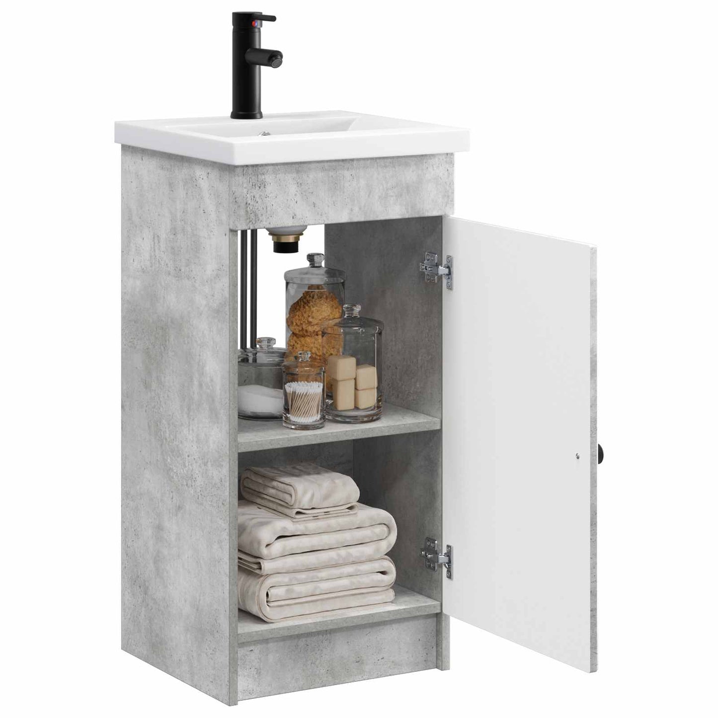 Badmøbel med vask Betonggrå 42 x 40 x 84,5 cm Konstruert tre