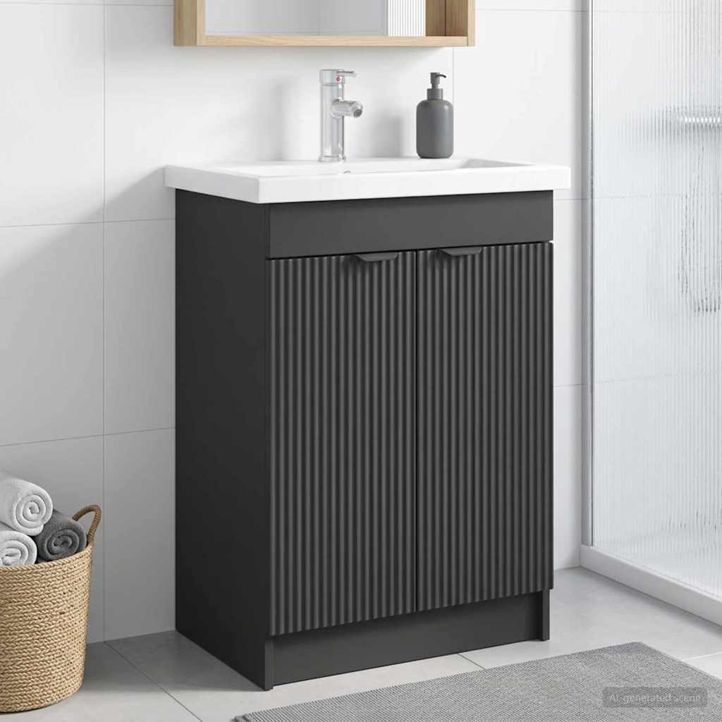 Baderomsskap under vask Svart 78,5 x 37,5 x 81 cm