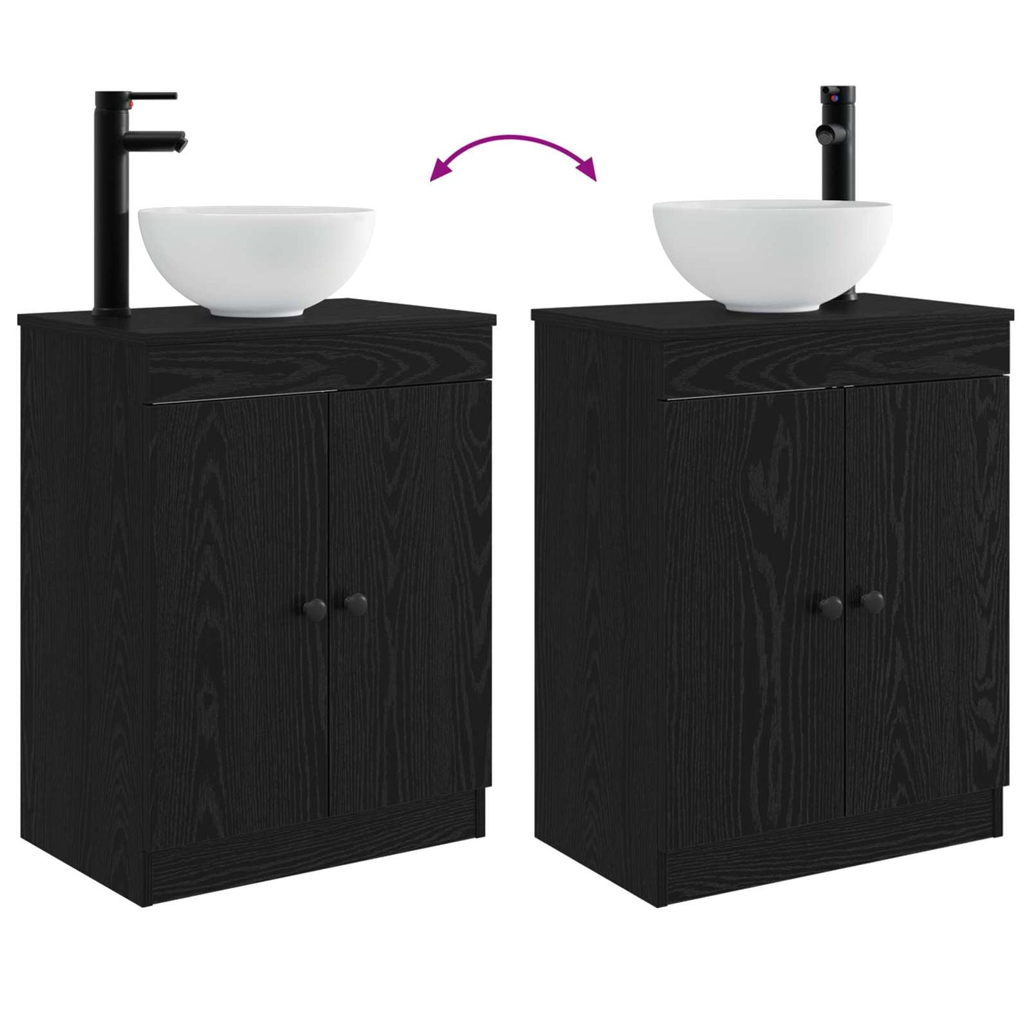Badmøbel med vask Svart 54 x 35 x 83 cm Konstruert tre