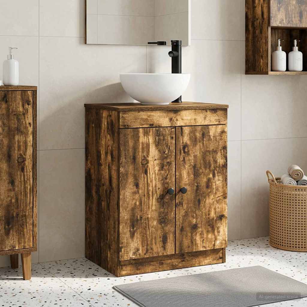 Badmøbel med vask Røkt Eik 54 x 35 x 83 cm Konstruert tre