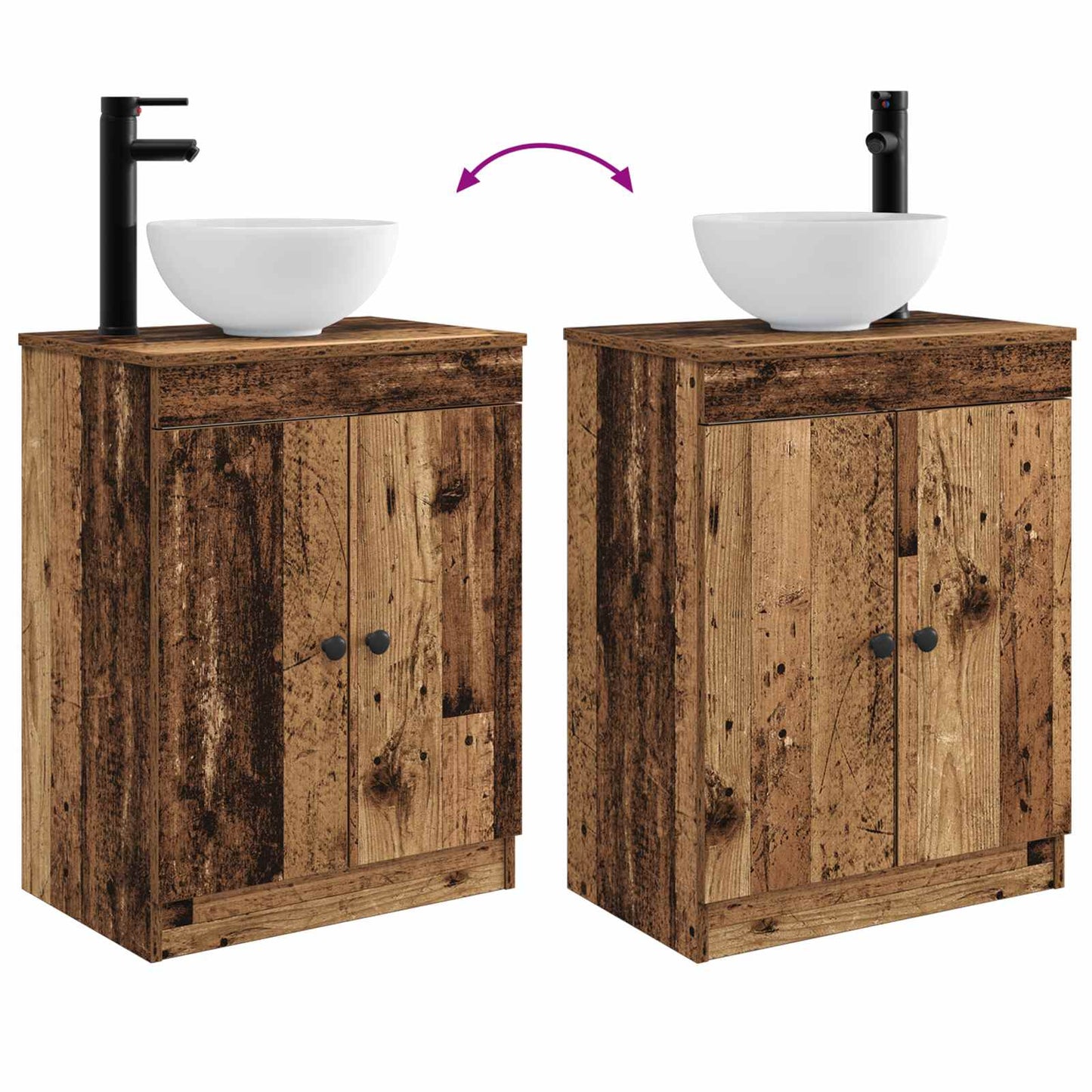 Badmøbel med vask Gammelt tre 54 x 35 x 83 cm Konstruert tre