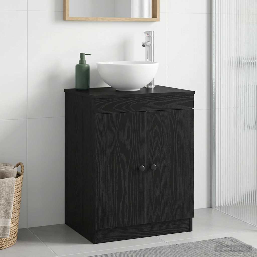 Baderomsskap Svart 54 x 41 x 70 cm Konstruert tre