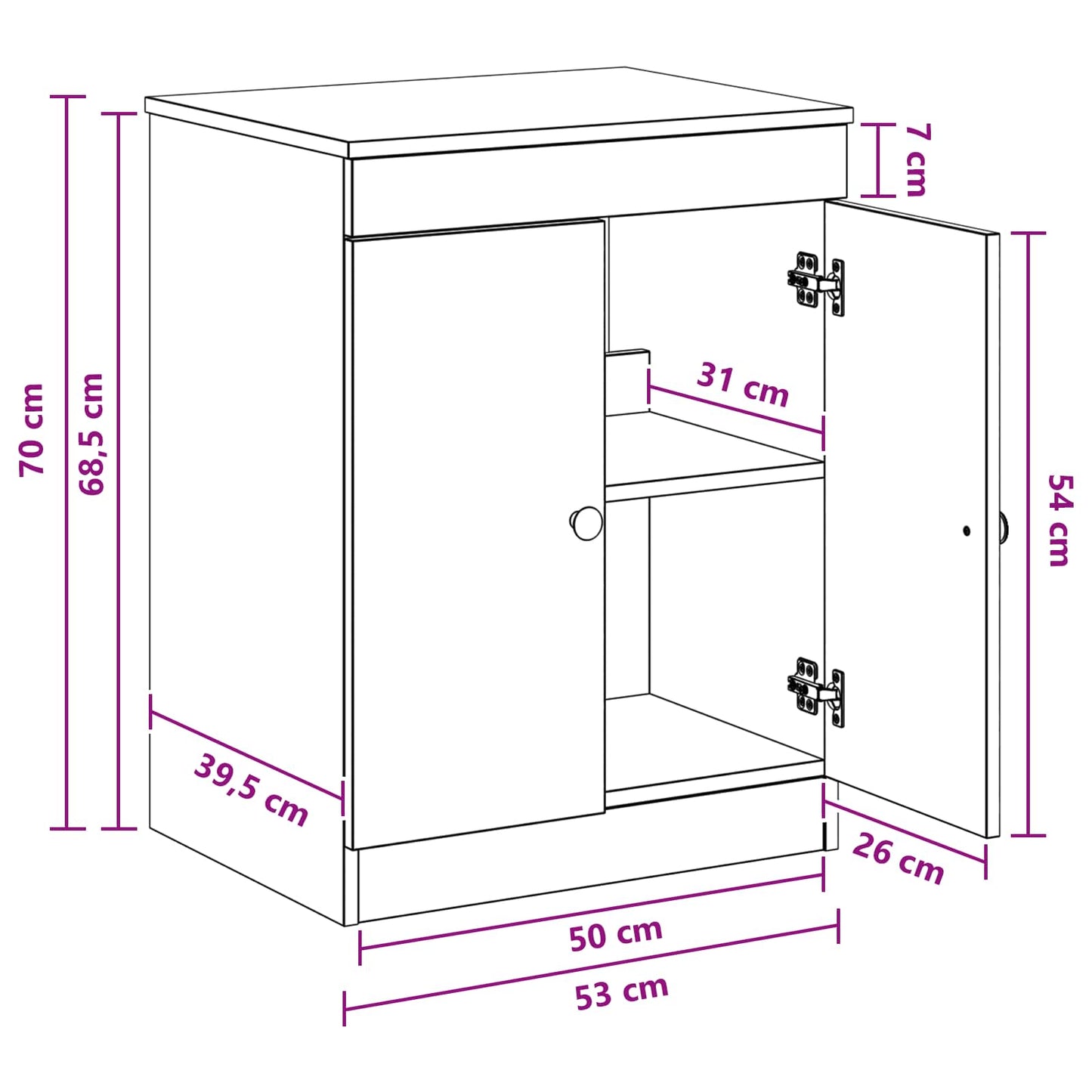 Baderomsskap Svart 54 x 41 x 70 cm Konstruert tre