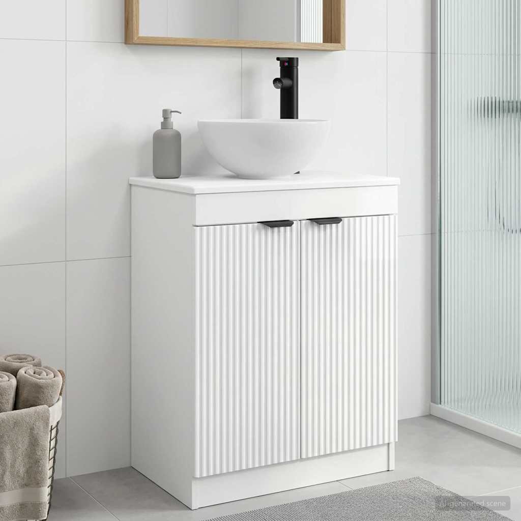Badmøbel med vask Høgglans hvit 54 x 35 x 83 cm Konstruert tre